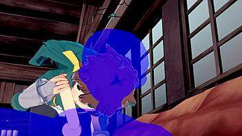 Kazuma, take that blowjob with cum in your mouth!