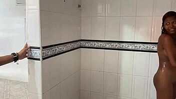 My stepbrother watches me bathing, so I seduce him to fuck me hard