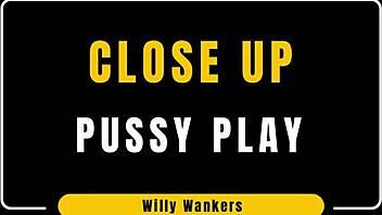 mature wife masturbates her shaved pussy in close up reality