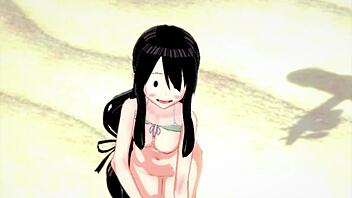 Tsuyu Froppy in her hot swimsuit invites missionary sex on the beach in this My Hero Academia hentai