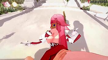 yae miko in intense fantasy genshin impact