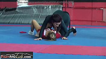 Young beauty enjoys oral sex with her wrestling partner