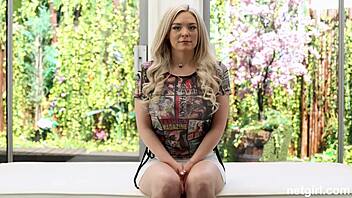 Gorgeous blonde with huge natural tits returns for epic scene.