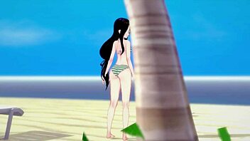 Tsuyu in hot swimsuit ready for beach action