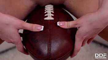 Watch delightful teen Cinthia Doll masturbate and hump a football.