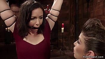 does the domme force her lesbian sub to anal fuck her bound ass?