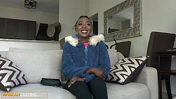 ebony teen gets pounded by big cock.