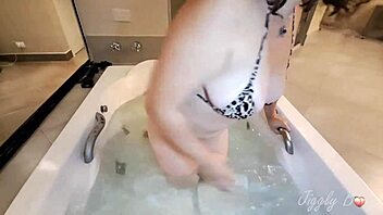 pov of my hourglass girlfriend's sloppy jacuzzi blowjob