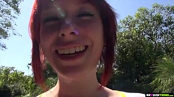 cute petite 18+ redhead gets fucked balls deep