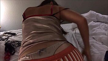 clothed blonde in satin panties gets pounded doggystyle with dirty talk.