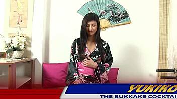 Slim asian trembles in intense orgasm from toy masturbation close up.