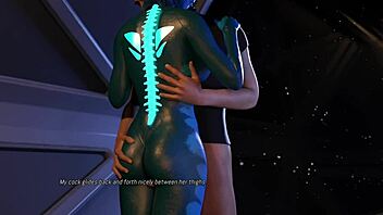 Big-boobed alien gets rough anal sex in cyberpunk game