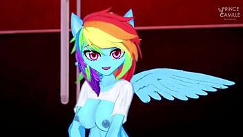 Rainbow Dash invites you to ride after groping in My Little 18+ Pony.