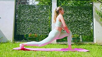 Feeling Alive with Sexy Outdoor Yoga by Stella Cardo in Stunning Blonde Action