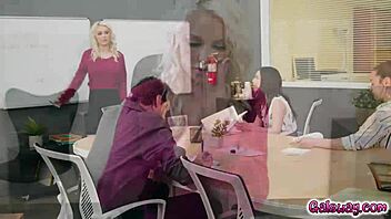 Kenzie taylor moans with butt plug during meeting