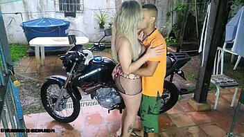 Wife Says, 'I'm Jealous Of The Motorcycle, But I'll Suck Your Big Cock On The Veranda.'