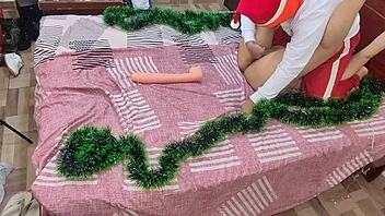 at christmas, i sucked my big ass stepmom's pussy and ass in a homemade scene