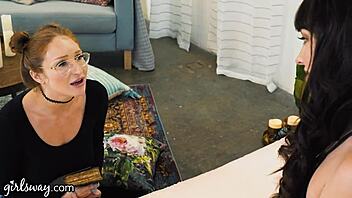 Is this young redhead babe ready to finger the sex goddess in girlsway? She dives into her pussy hard.