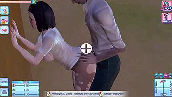 Beautiful women in handcuffs at a premium beach resort in a hentai game