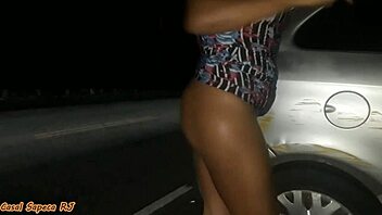 she danced naked on the street, and the cuckold fucked her on the car hood