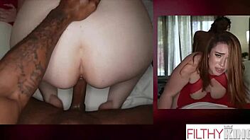 Interracial morning fuck session with huge ass and big natural tits in pov