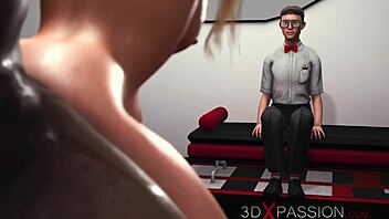 ¡Mira, esta rubia 3D de 18+ cabalga duro una polla negra enorme!