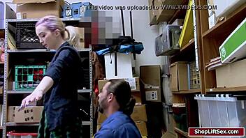 Shoplifter's shaved pussy gets banged by monster cock.