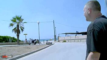 Feeling intense pleasure as she deepthroats and squirts with big natural boobs