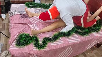 at christmas, i sucked my big ass stepmom's pussy and ass in a homemade scene