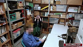 Shoplifter's shaved pussy gets banged by monster cock.