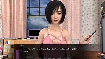 Beautiful shemale goddess in a femdom arrangement in visual novel
