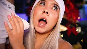 horny blonde tests her friend's cock on webcam show 😏