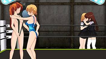 Wow, two girls lift one for strapon fucking in 3D lesbian threesome!