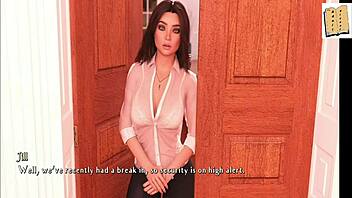 Isabella kisses passionately in the library. Her big tits pressed against him.