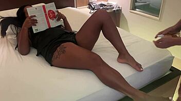 Participant 2 receives cumshots on big tits in homemade fetish session.