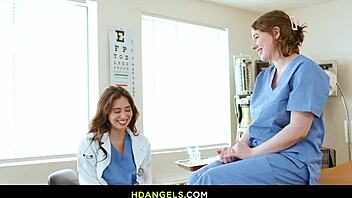 naturally stacked riley nixon and chloe surreal in breast exam training 😏