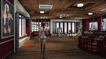 in this 3d cartoon world, a brunette mistress in latex dominates with bdsm fetish fashion, exploring anime hentai styles in fo4.