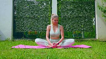 Feeling Alive with Sexy Outdoor Yoga by Stella Cardo in Stunning Blonde Action