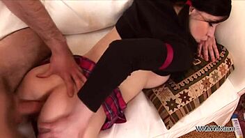 Teacher shows how to fuck tight horny petite teen babe in lesson