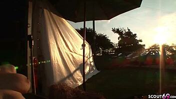 Crazy Public FFMM Foursome on Farm with Kristi Love