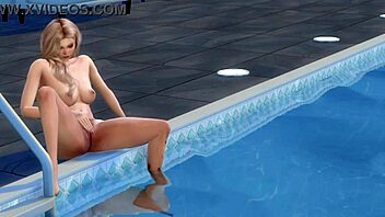 Uncensored Cartoon Depicts Blonde Girl Masturbating By The Pool In Detail