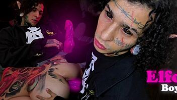 Futanari sex in a macabre setting with bubblegum theme