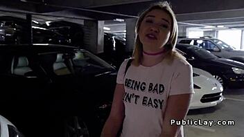 Dude Makes Blonde Laugh Before Fucking Her Publicly