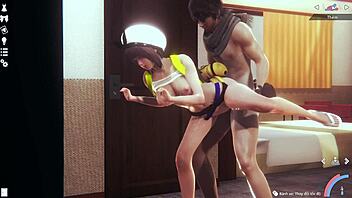 anime playing from the back in 3d porn