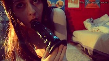 Petite Teen Rides Dildo With Buttplug