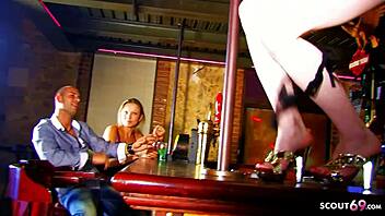 Wife watches husband dance with ginger in club roleplay