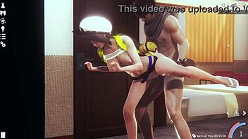 anime playing from the back in 3d porn