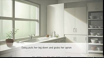 Big cock master gives thigh job in kitchen hentai