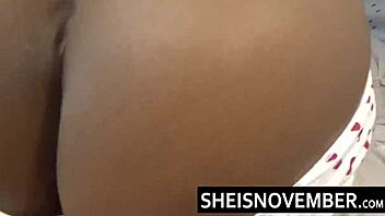 Ebony babe endures intense anal with buttplug and facial cumshot.