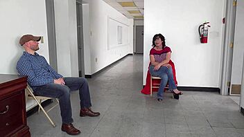 milf gags on jizz - doctors waiting room